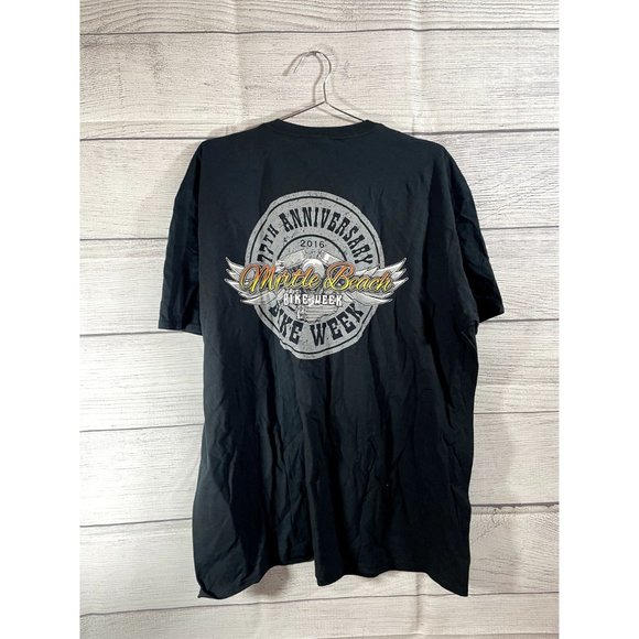 Myrtle Beach Bike Week 77th Anniversary Men's 2XL Black Logo T-Shirt - Picture 3 of 5